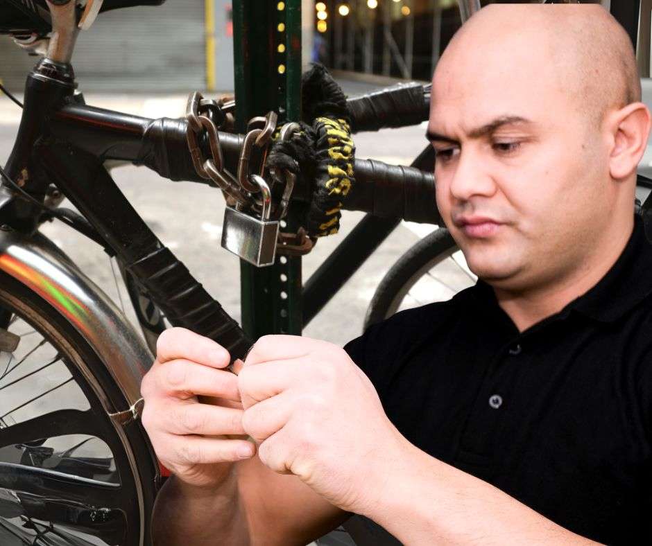 Locksmith in Crawley demonstrating tips to trick bike thieves